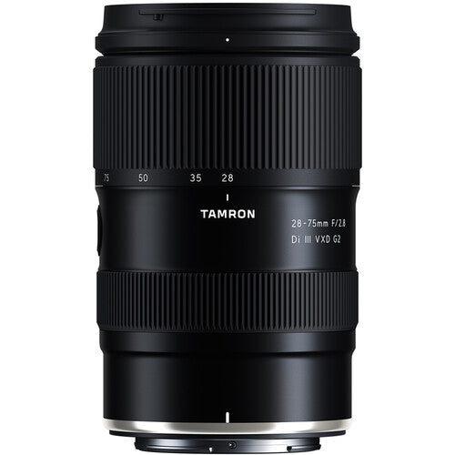 Black Tamron camera lens on a white background