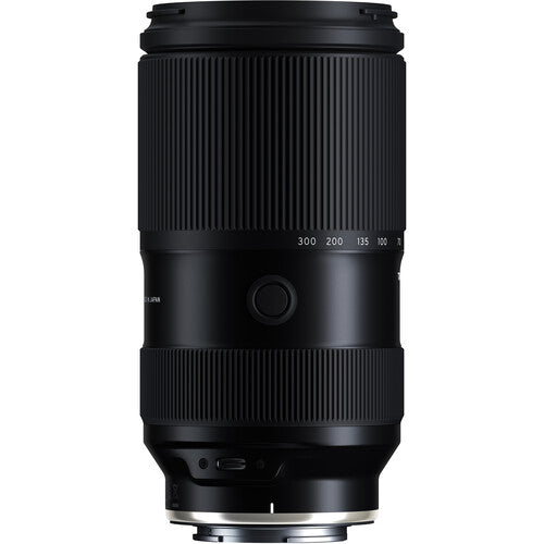 Black Tamron 50-300mm f/4.5-6.3 Di III VC VXD Lens (Sony E)on a white background