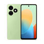Green smartphone showing front and back on a white background