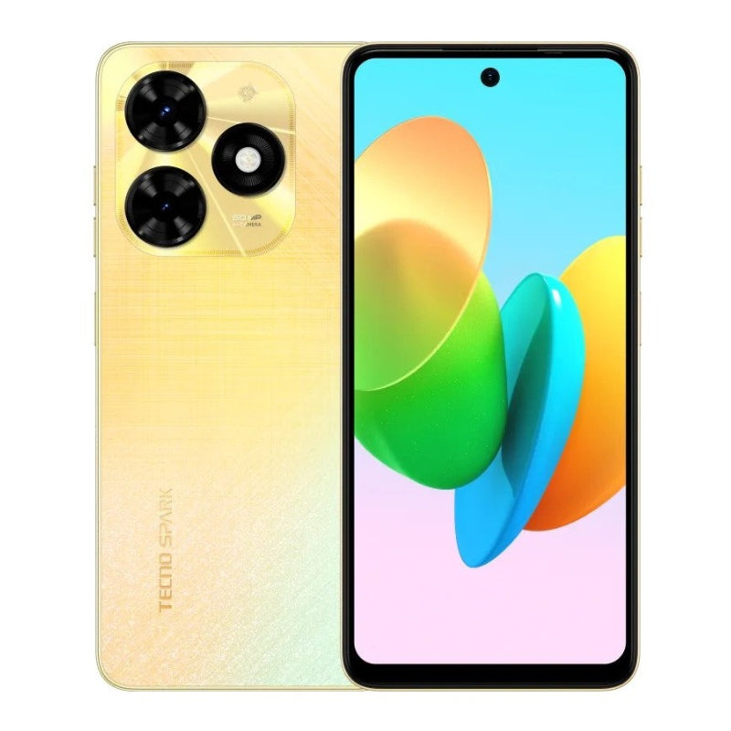 Smartphone showing front and back on a white background
