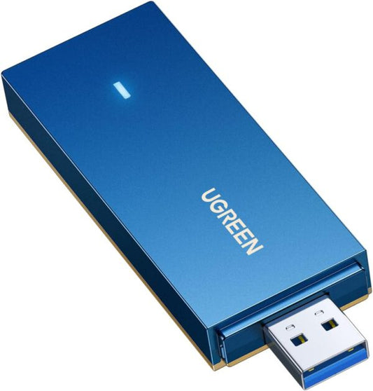 Blue UGREEN AX1800 Dual-Band Wireless USB Adapter (Wi-Fi 6)-CM499 on a white background