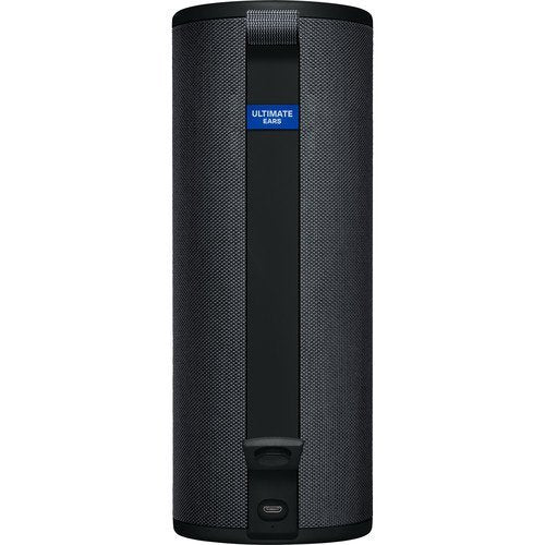 Black speaker with 'Ultimate Ears' branding on a white background