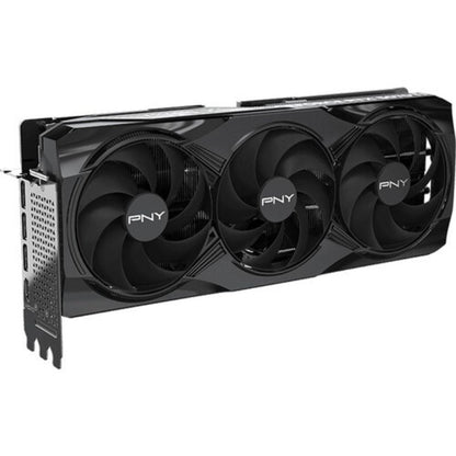 GPU with three fans and PNY branding on a white background