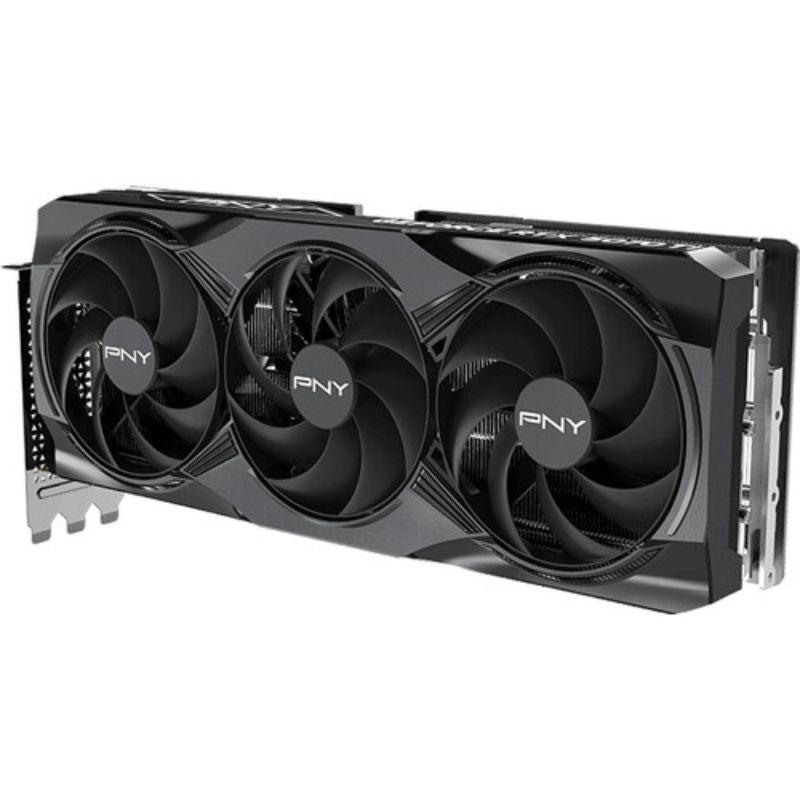 GPU with three fans featuring PNY branding on a white background