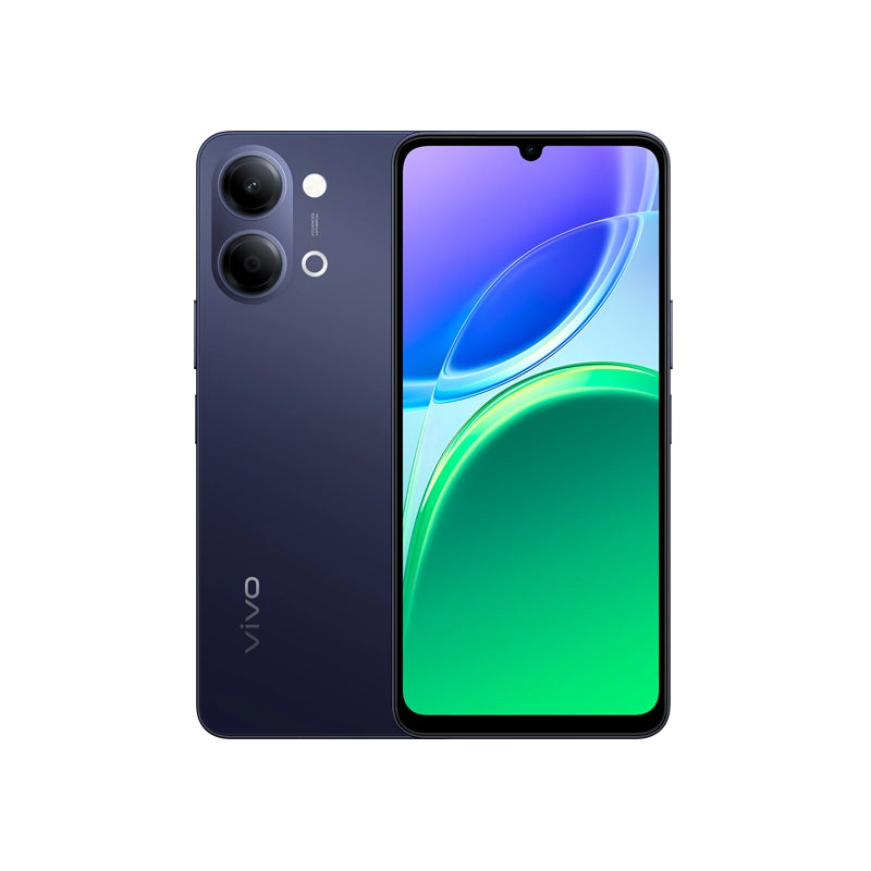 Vivo smartphone showing front and back on a white background