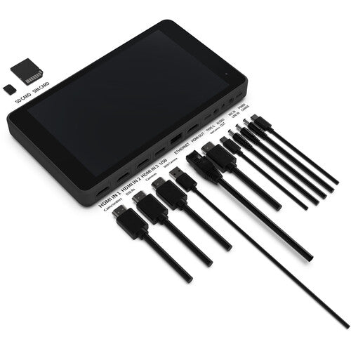 Black YoloLiv YoloBox Pro All-in-One Multi-Camera Switching and Live Streaming System
 with multiple connectors on a white background