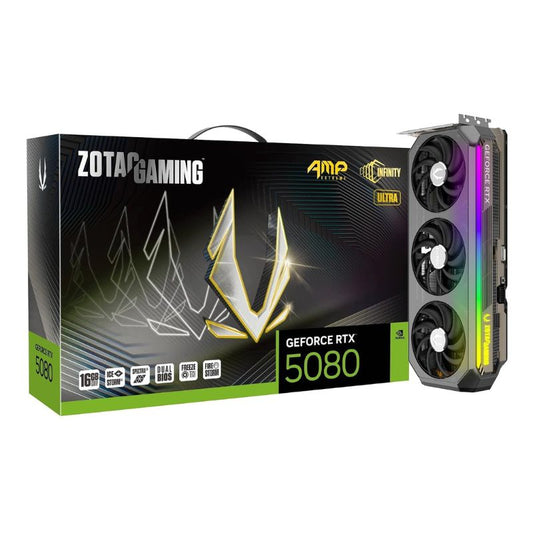 ZOTAC Gaming GeForce RTX 5080 graphics card packaging on a white background