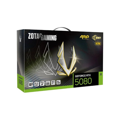 Zotac Gaming GeForce RTX 5080 graphics card packaging on a white background