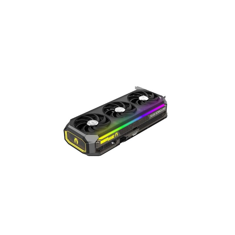 Graphics card with RGB lighting on a white background