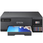 Epson L8050 EcoTank photo printer front view with paper tray open

