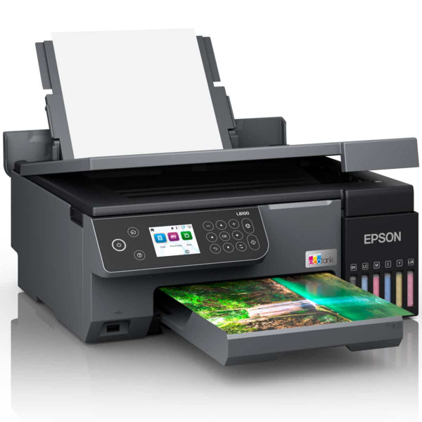 Side view of Epson L8100 showing ink tanks and sleek finish

