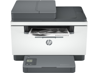 HP LaserJet Pro 236sdn front view with tray loaded