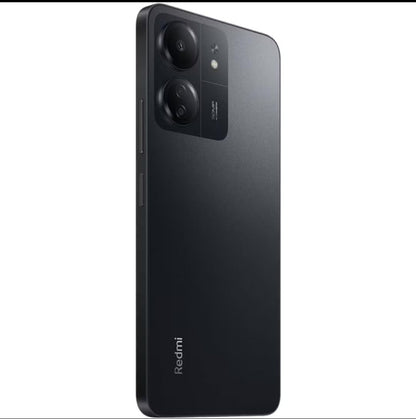 redmi 13c Black smartphone with Redmi branding on a white background

