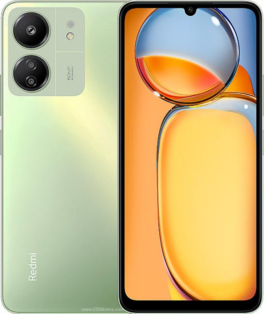 redmi 13c 4g Smartphone with gradient design on back and front, featuring the Redmi brand.


