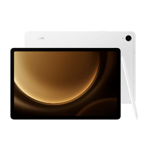 Tab S10 FE with a white back cover on a white background

